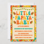 レトロパパイヤ1歳の誕生日パーティー写真招待状 招待状 (正面)