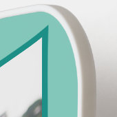 レトロパパカスタム写真、ティール（緑がかった色）ブルーとストライプ ピックルボールラケット (左詳細)