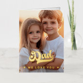 レトロパパ我々愛する写真ハート父の日 箔グリーティングカード (正面)