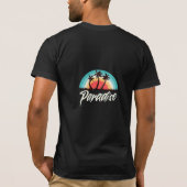 レトロパラダイスビーチヤシの木夏休み Tシャツ (裏面)