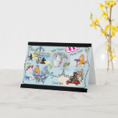 レトロパリプードルコラージュ カード (黄色い花)