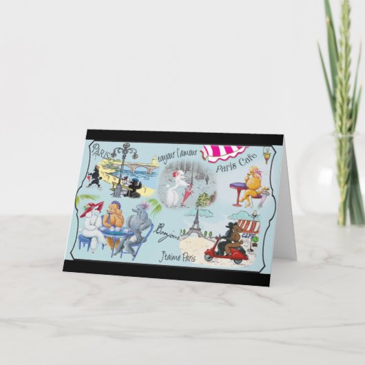 レトロパリプードルコラージュ カード (正面)