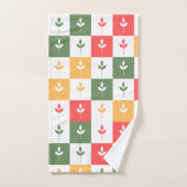 レトロパレモダンットヴィンテージパターン50sセージ緑 バスタオルセット (ハンドタオル)