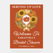 レトロパンプキンズ&ピックボールブライダルシャワーウェルカム アクリルサイン (正面)