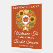 レトロパンプキンズ&ピックボールブライダルシャワーウェルカム アクリルサイン (傾斜)