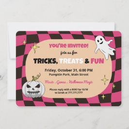 レトロパンプキンハロウィンキッズパーティの招待状 招待状