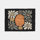 レトロパンプキンボホフラワーズ秋秋サンクスギビン フリースブランケット (正面(横))