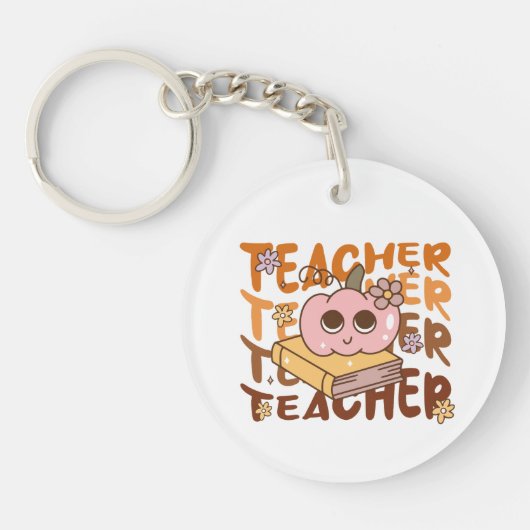 レトロパンプキン先生ハロウィーン秋 キーホルダー (正面)