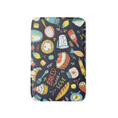 レトロパン、ドット、フローラ要素。 バスマット (正面縦)