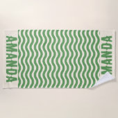 レトロパーソナライズされたに合う夏休み ビーチタオル (正面)