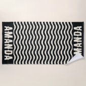 レトロパーソナライズされたに合う夏休み ビーチタオル (正面)