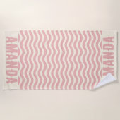 レトロパーソナライズされたに合う夏休み ビーチタオル (正面)