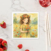 レトロパーソナライズされたウォーター色の牧草地トレンディーアート スタンダードカクテルナプキン (インサイチュ)