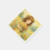 レトロパーソナライズされたウォーター色の牧草地トレンディーアート スタンダードカクテルナプキン (角)