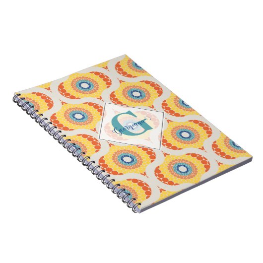 レトロパーソナライズされたエーゲアンサマーラジアントマンダラ ノートブック (右側)