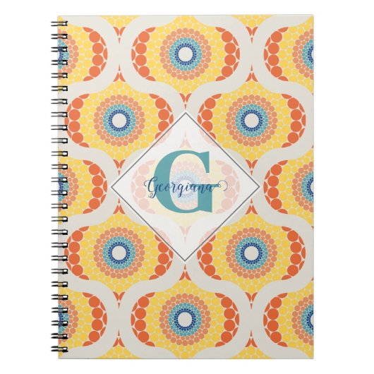 レトロパーソナライズされたエーゲアンサマーラジアントマンダラ ノートブック (正面)