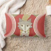 レトロパーソナライズされたオレンジレッドオリーブキツネ枕 ランバークッション (ブランケット)