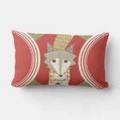 レトロパーソナライズされたオレンジレッドオリーブキツネ枕 ランバークッション (裏面)