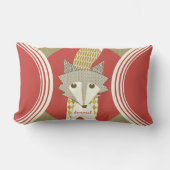 レトロパーソナライズされたオレンジレッドオリーブキツネ枕 ランバークッション (正面)