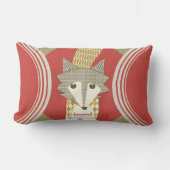 レトロパーソナライズされたオレンジレッドスタイルキツネ枕 ランバークッション (正面)