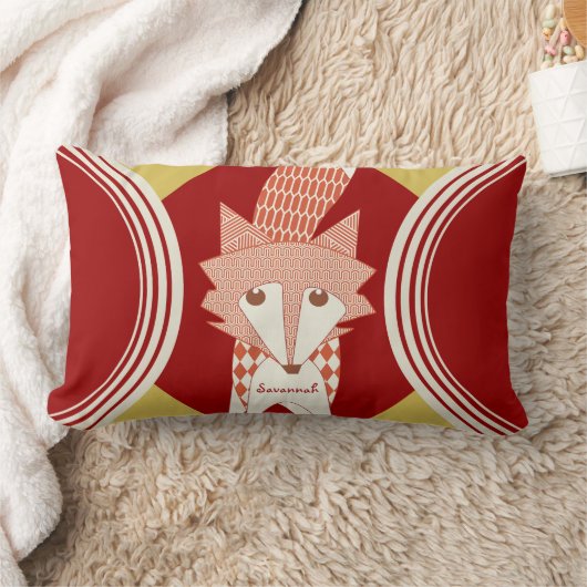 レトロパーソナライズされたオレンジレッドスタイルキツネ枕 ランバークッション (ブランケット)