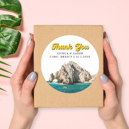 レトロパーソナライズされたカボ結婚式の引き出物ステッカー ラウンドシール