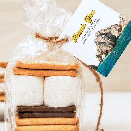 レトロパーソナライズされたカボ結婚式の引き出物ラベル フェイバータグ