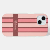 レトロパーソナライズされたキャンディストライプピンクオンブラウン Case-Mate iPhoneケース (裏面 (横))