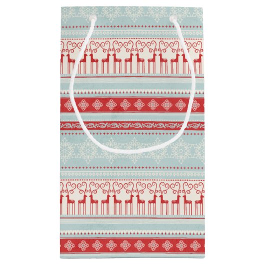 レトロパーソナライズされたクリスマスストライプパターン スモールペーパーバッグ (裏面)