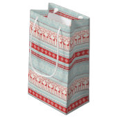 レトロパーソナライズされたクリスマスストライプパターン スモールペーパーバッグ (裏面アングル)