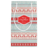 レトロパーソナライズされたクリスマスストライプパターン スモールペーパーバッグ (正面)