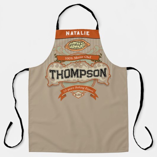 レトロパーソナライズされたクールデザイン素朴シェフベーキング エプロン (正面)