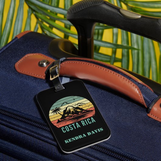 レトロパーソナライズされたコスタリカお土産 ラゲッジタグ (正面インサイチュ1)