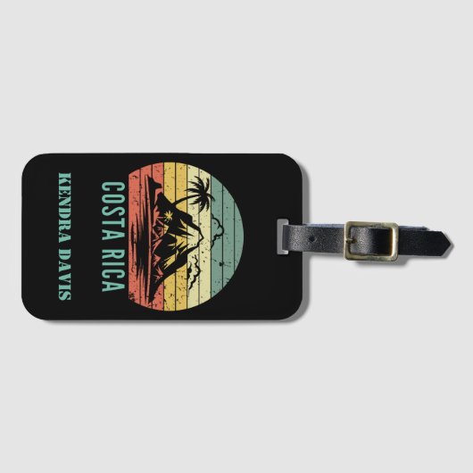 レトロパーソナライズされたコスタリカお土産 ラゲッジタグ (正面横)