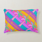 レトロパーソナライズされたサンセットトロピカルパームズ アクセントクッション (正面)