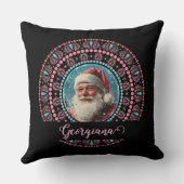 レトロパーソナライズされたサンタピンクマスフローラマンダラ クッション (裏面)