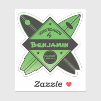 レトロパーソナライズされたサーフボードビルダー シール
