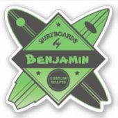 レトロパーソナライズされたサーフボードビルダー シール (正面)