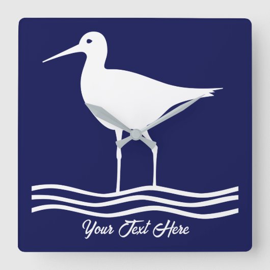 レトロパーソナライズされたシーバードブルースクエアウォールクロック スクエア壁時計 (正面)