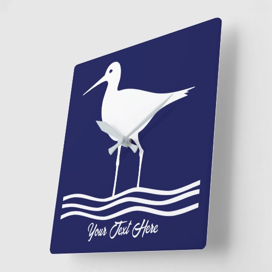 レトロパーソナライズされたシーバードブルースクエアウォールクロック スクエア壁時計 (傾斜)