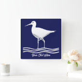 レトロパーソナライズされたシーバードブルースクエアウォールクロック スクエア壁時計 (ホーム)