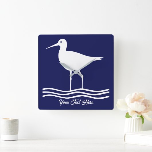 レトロパーソナライズされたシーバードブルースクエアウォールクロック スクエア壁時計 (ホーム)