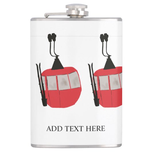 レトロパーソナライズされたスキーリフトのスキー雪の山 フラスク (正面)