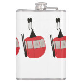 レトロパーソナライズされたスキーリフトのスキー雪の山 フラスク (裏面)