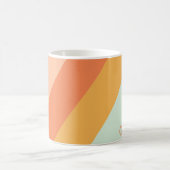 レトロパーソナライズされたズストライプミントピーチパステル コーヒーマグカップ (中央)