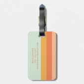 レトロパーソナライズされたズストライプミントピーチパステル ラゲッジタグ (裏面縦)