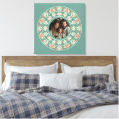 レトロパーソナライズされたセージ&サンドマンダラフォトフレーム キャンバスプリント (インサイチュ (寝室))