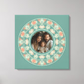 レトロパーソナライズされたセージ&サンドマンダラフォトフレーム キャンバスプリント (正面)