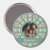 レトロパーソナライズされたセージ&サンドマンダラフォトフレーム マグネット (正面/裏面)