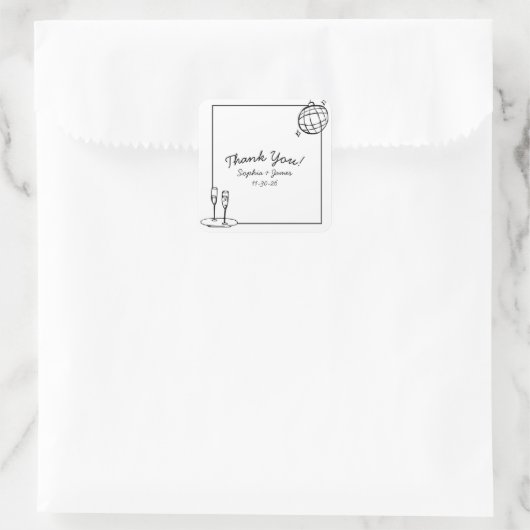 レトロパーソナライズされたディスコ結婚の感謝 スクエアシール (バッグ)